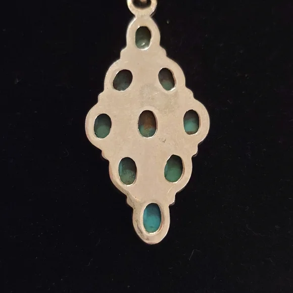 Natural Turquoise Beaded Neckace with Turquiose Pendant in Sterling Silver - Picture 6 of 11